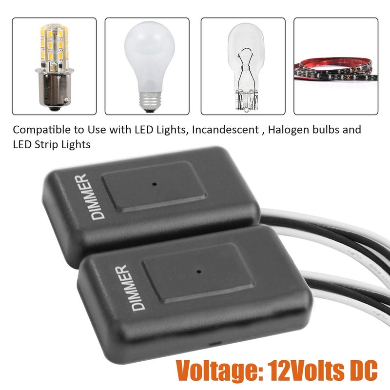 Facon 12Volt Touch Double Dimmer Switch,100W Max, PWM Wall Mount Dimmer Switch, Use with 12V LED Lights, Incandescent and Halogen Bulbs for RV, Camper, Marine, and Strip Lights (Double) - Image 2